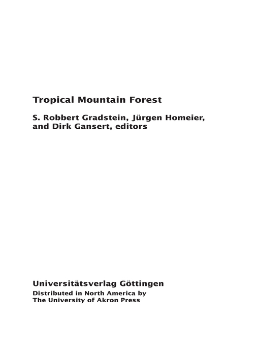Title details for Tropical Mountain Forest by S. Robbert Gradstein - Available